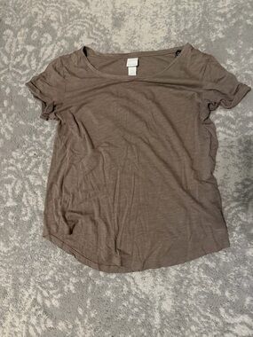 H&M Short Sleeve Scoop Neck Tee - Taupe